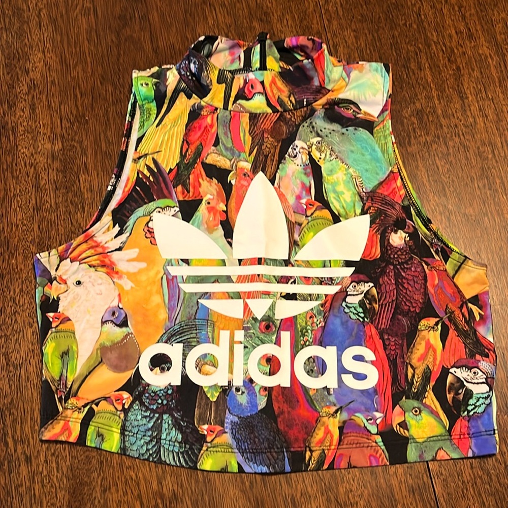 Adidas Multicolor Parrot Print Crop Top